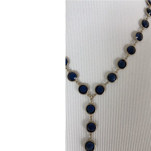 TRADED NWT Chico's Gold & Blue Statement Necklace - Picture 3 of 7